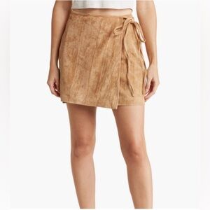 Blank NYC Faux Suede Wrap Mini Skirt 29”
